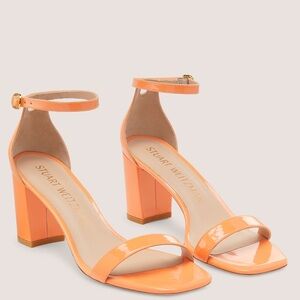NEW Stuart Weitzman Nudistcurve 75 Block Sandal in Clementine